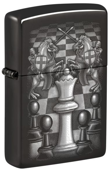 Цена наЗажигалка ZIPPO Chess Design с покрытием High Polish Black, латунь/сталь, черная