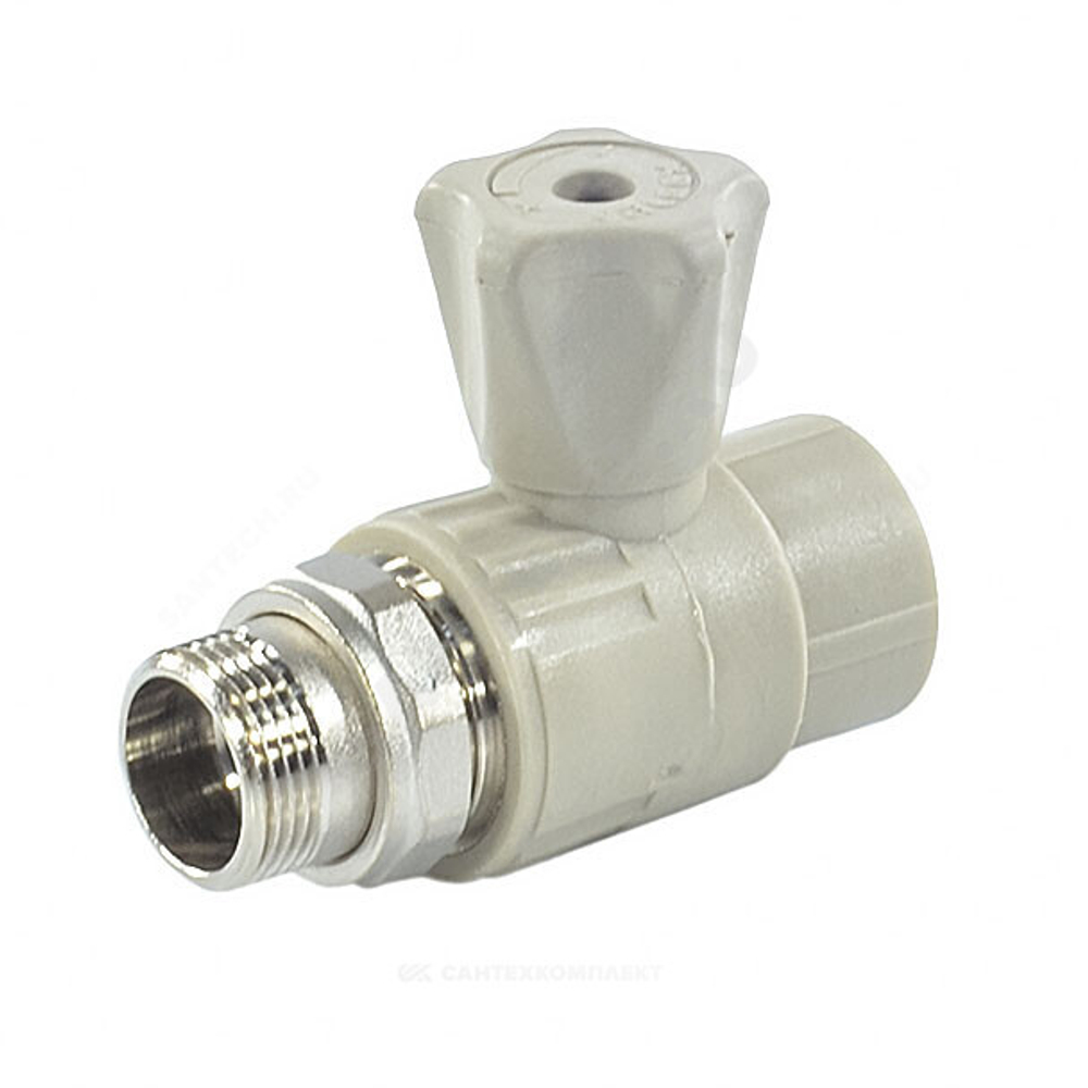 Кран шаровой PP-R серый Дн 20х1/2" НР прямой для радиатора VALFEX 10149020Г