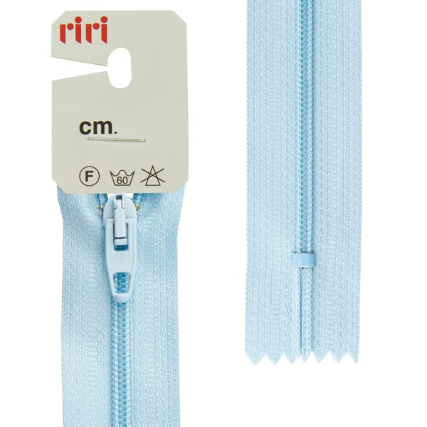 Молния спиральная (витая) RIRI Т4 (4 мм) 1 зам., н/раз., 18 см, Meras, цв.2637, св.-голубой, 10 шт