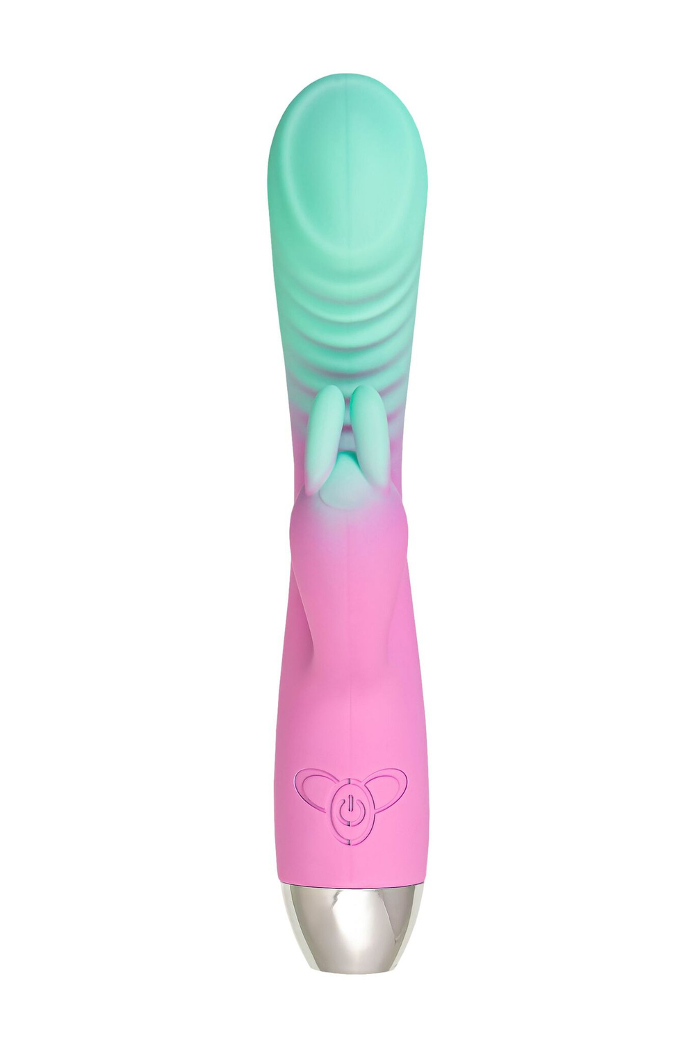Мятно-розовый вибратор для точки G с клиторальным отростком Orchid - 21 см. (Цвет: мятный)