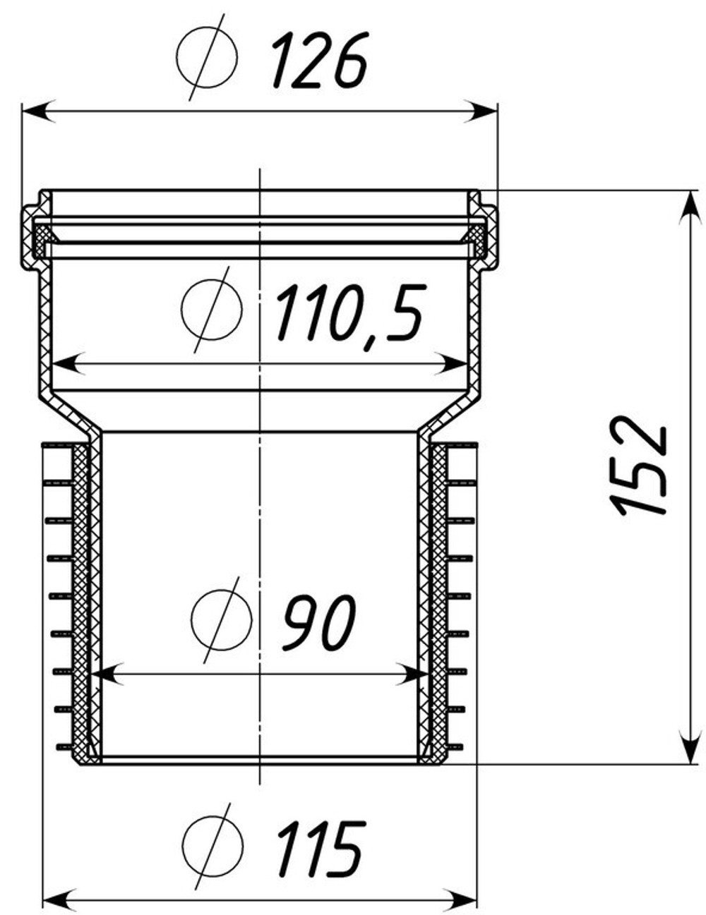 ТП-82.100 Муфта переходная 110/100 Татполимер 101200022