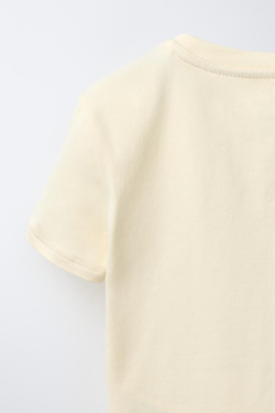 ZARA ФУТБОЛКА С БАНТИКОМ, ЖЕЛТЫЙ