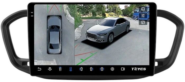 Магнитола для Lada Vesta NG 2023+ (штатный экран) - Teyes CC3-2K-360 монитор 10.36" на Android 10, Быстрая, 2K QLED, CarPlay, 4G SIM-слот, 4 камеры в комплекте