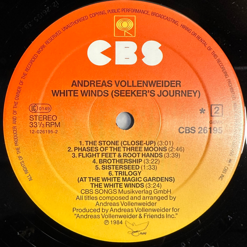 Andreas Vollenweider - White Winds (Голландия 1984г.)