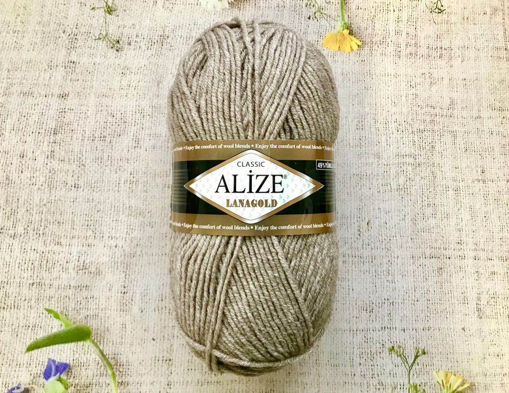 Пряжа ALIZE "Lana Gold Classic". 207 светло-коричневый меланж