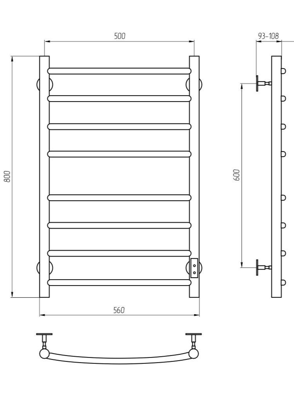 Полотенцесушитель электрический AVS Блюз 50x80 хром 831-E004-5080-CR