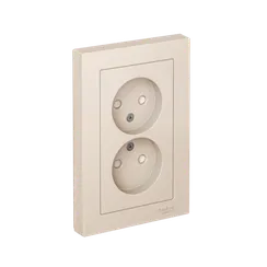 Розетка двойная без заземления со шторками Systeme Electric AtlasDesign Бежевый ATN000222
