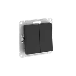 Выключатель двухклавишный Systeme Electric AtlasDesign Aqua Карбон, самозажимные клеммы ATN441051S