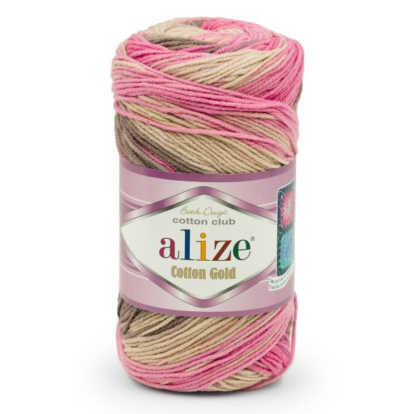 Пряжа Alize (Ализе) Cotton Gold Batik / уп.5 мот. по 100 г, 330м, 7829 секционный