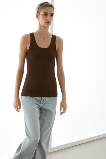 Massimo Dutti Топ в рубчик из 100% хлопка, коричневый