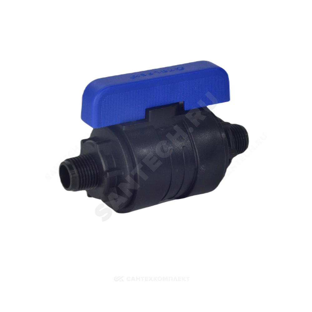 Кран шаровой компрессионный ПЭ Ду 16 1/2"x1/2" НР/НР Ру16 VALFEX 1210216012012