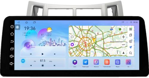 Магнитола для Toyota Vitz 2, Yaris 2 2005-2011 (рамка серебро) - FarCar монитор 12.3" 2K QLED на Android 14, Быстрая, CarPlay, 4G SIM-слот