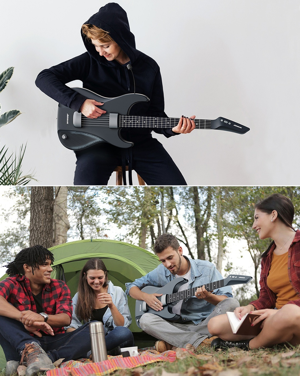 Aeroband полуакустическая гитара AeroBand Guitar серый