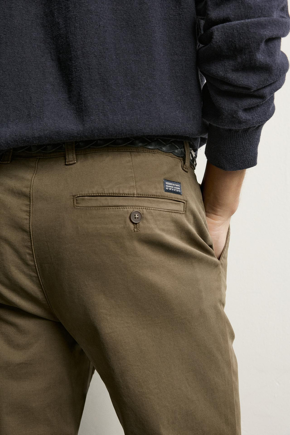 ZARA БРЮКИ ЧИНОС SLIM FIT, ХАКИ