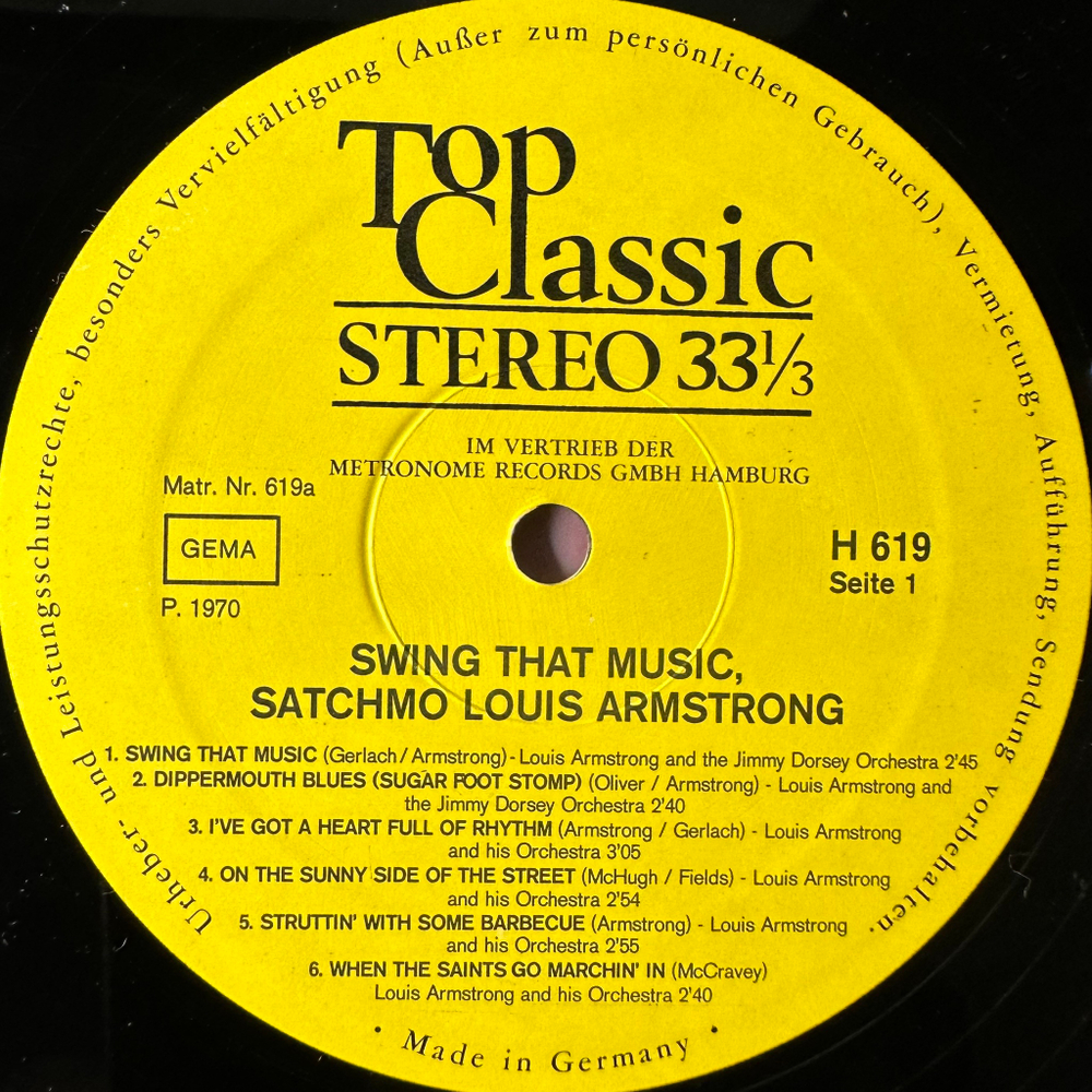 Louis Armstrong - Swing That Music Satchmo (Германия 1970г.)