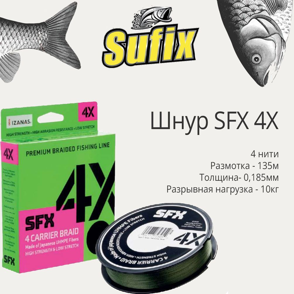 Плетеный шнур для рыбалки SFX 8X 150 м, 0,285 мм, 22,3 кг