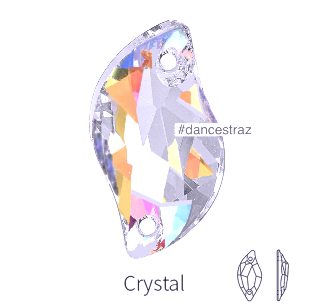 Стразы пришивные, S-shape, Crystal AB, 001AB, 9*20mm, (96 ea/pkg), 5A+, (F2)