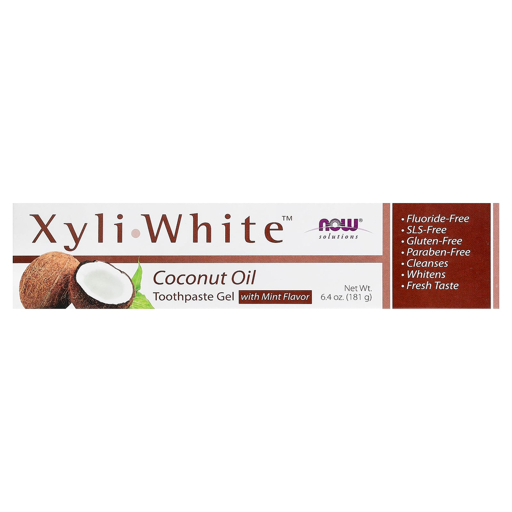 NOW Foods, Solutions, XyliWhite™, зубная паста-гель, кокосовое масло и мята, 181 г (6,4 унции)