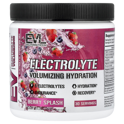 EVLution Nutrition, Electrolyte Volumizing Hydration, ягодный всплеск, 114 г (4,02 унции)