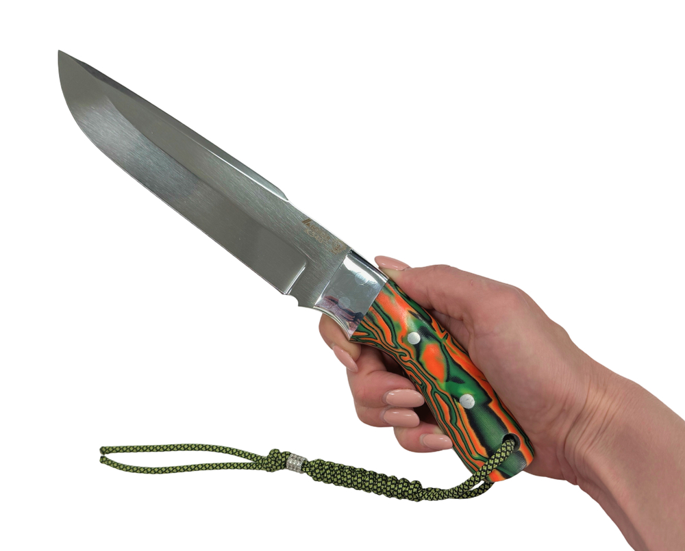 Нож Джокер, цельнометаллический, Bohler K340, микарта, оранж/салатов