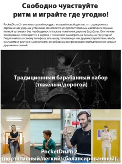 Интерактивные барабанные палочки Aeroband PocketDrum 2 Plus для спокойствия соседей