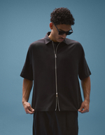 Мужская струящаяся рубашка boxy fit с коротким рукавом - BERSHKA