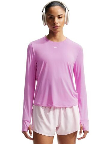 Женская теннисная футболка   Nike One Classic Dri-Fit Long-Sleeve - light magenta/white