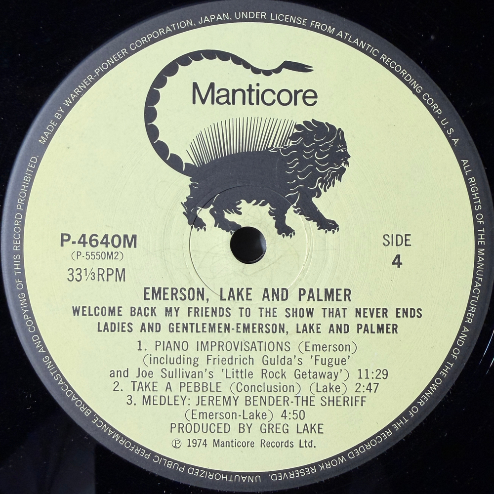 Emerson, Lake & Palmer ‎– Welcome Back My Friends To The Show That Never Ends - Ladies And Gentlemen 3LP (Япония 1979г.)