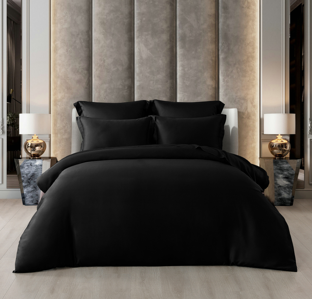 Постельное белье 2 спальное евро Luxe Dream Sensa Black T1019E