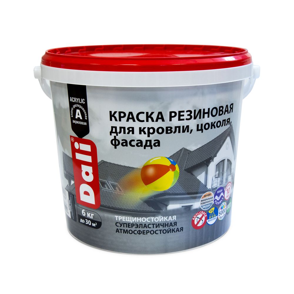 КРАСКА РЕЗИНОВАЯ "DALI", база А, БЕЛАЯ, 6кг, "РОГНЕДА", 50266