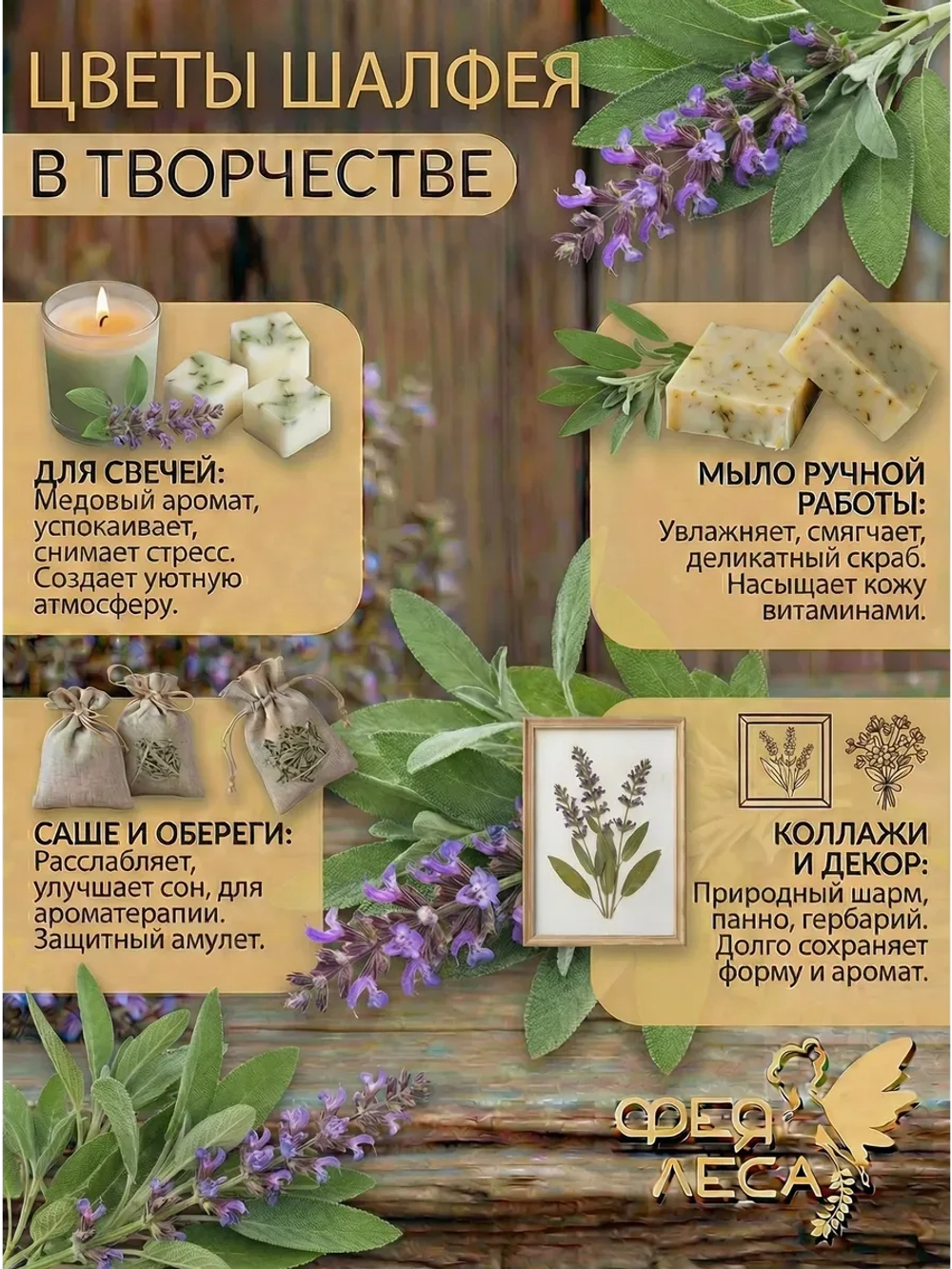 Цветки шалфея сушеные для свечей и эзотерики