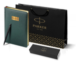 Подарочный набор: Шариковая ручка Parker  Jotter XL SE20 Monochrome в подарочной упаковке, цвет: Black, стержень: Mblue и Ежедневник зеленый недатиров