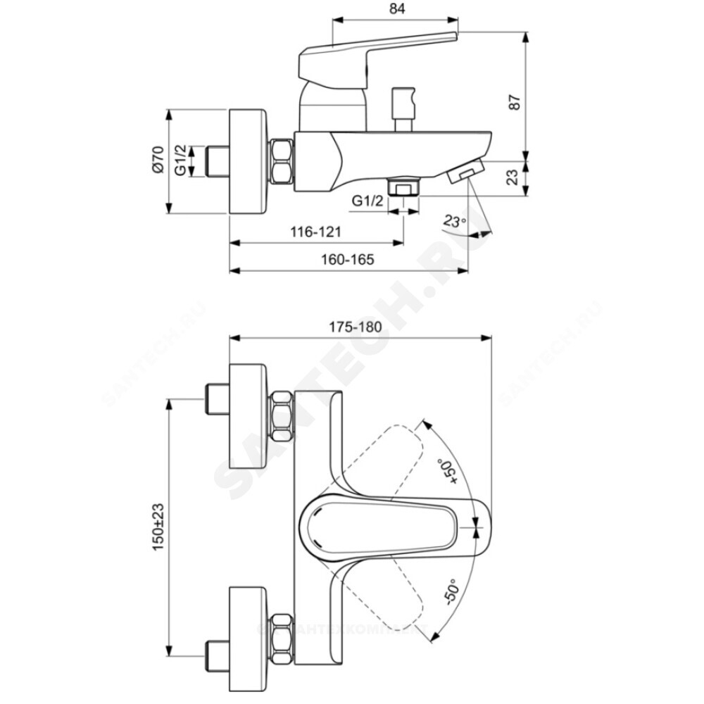 Смеситель для ванны с душем одноручный IDEALIFE Ideal Standard BD046AA