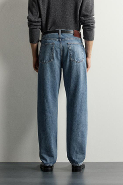 ZARA ДЖИНСЫ STRAIGHT FIT УДЛИНЕННЫЕ, ВЫЦВЕТШИЙ СИНИЙ