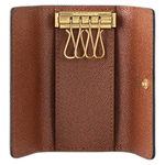 LOUIS VUITTON 4 Key Holder Monogram Coated Canvas Key Pouch Women"s Brown