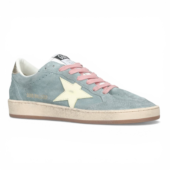 Women's Golden Goose Ball Star Powder-blue suede with Cream colored leather star