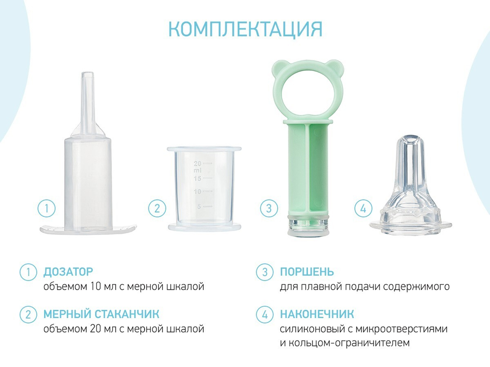 Дозатор для лекарств с мерным стаканчиком-колпачком от ROXY-KIDS, цвет мятный