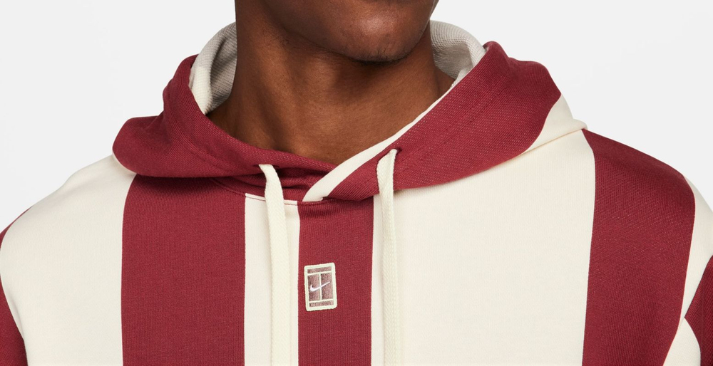 Мужская теннисная кофта Nike Court Heritage Dri-Fit Fleece Tennis Hoodie - team red/coconut milk
