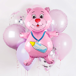 F Шар фигура Медведь Медвежонок девочка (фуксия) 32"/81 см (БГ-30)
