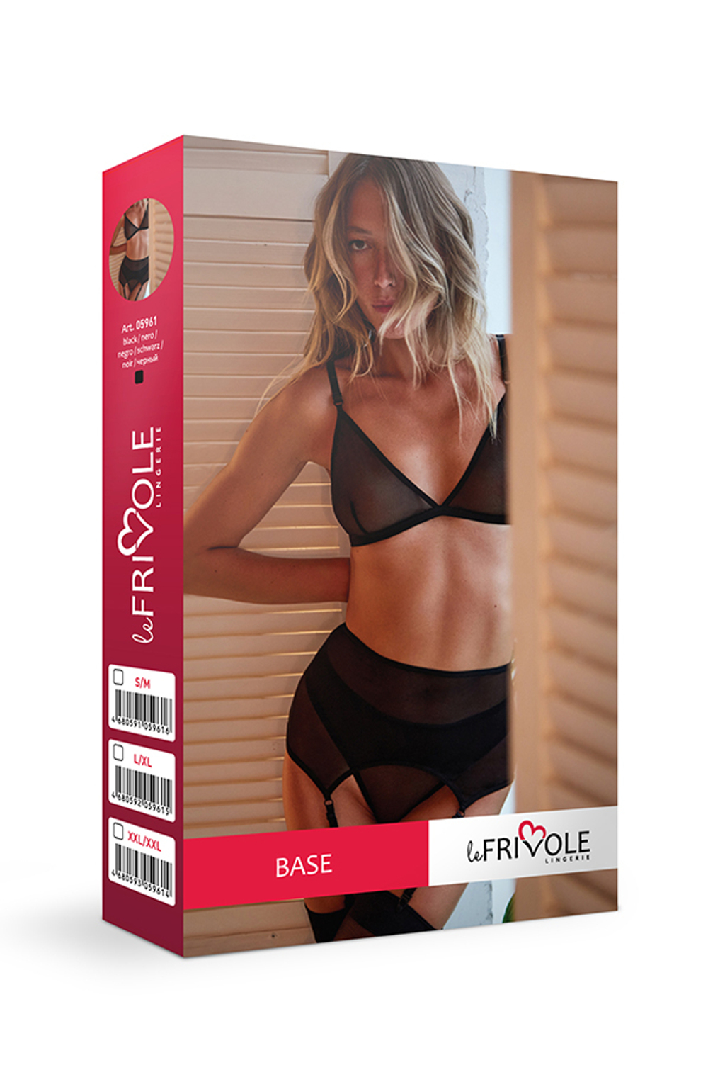 Комплект с широким поясом из сетки Le Frivole черный S/M