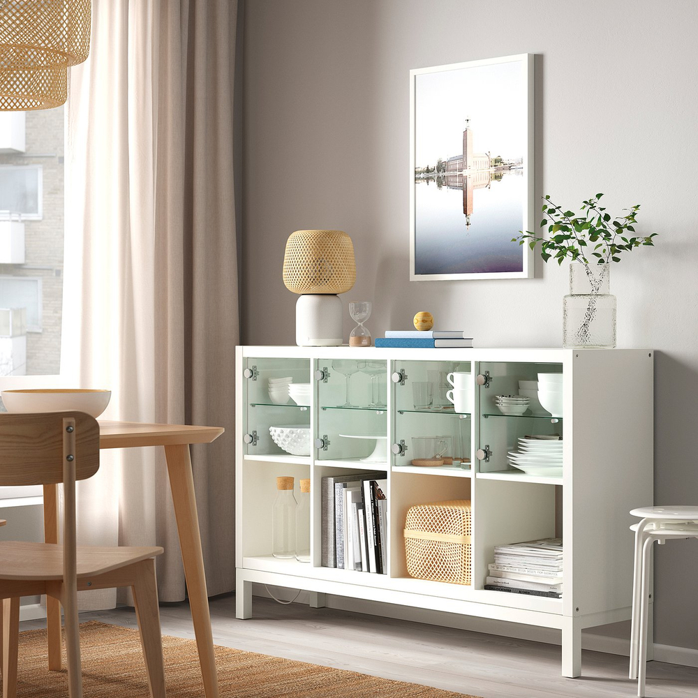 IKEA KALLAX  (ИКЕА КАЛЛАКС)  -  Вставка со стеклянными дверцами - белый 33х33 см