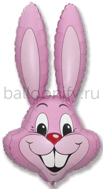 Шар (35''/89 см) Фигура, Заяц, Розовый, 1 шт.