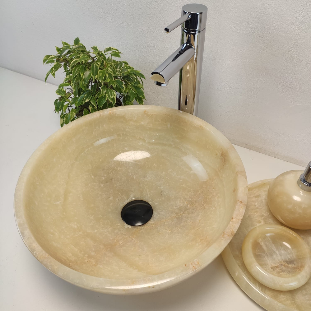 Раковина из оникса Bowl Yellow BO-61091 40x40x15 из натурального камня