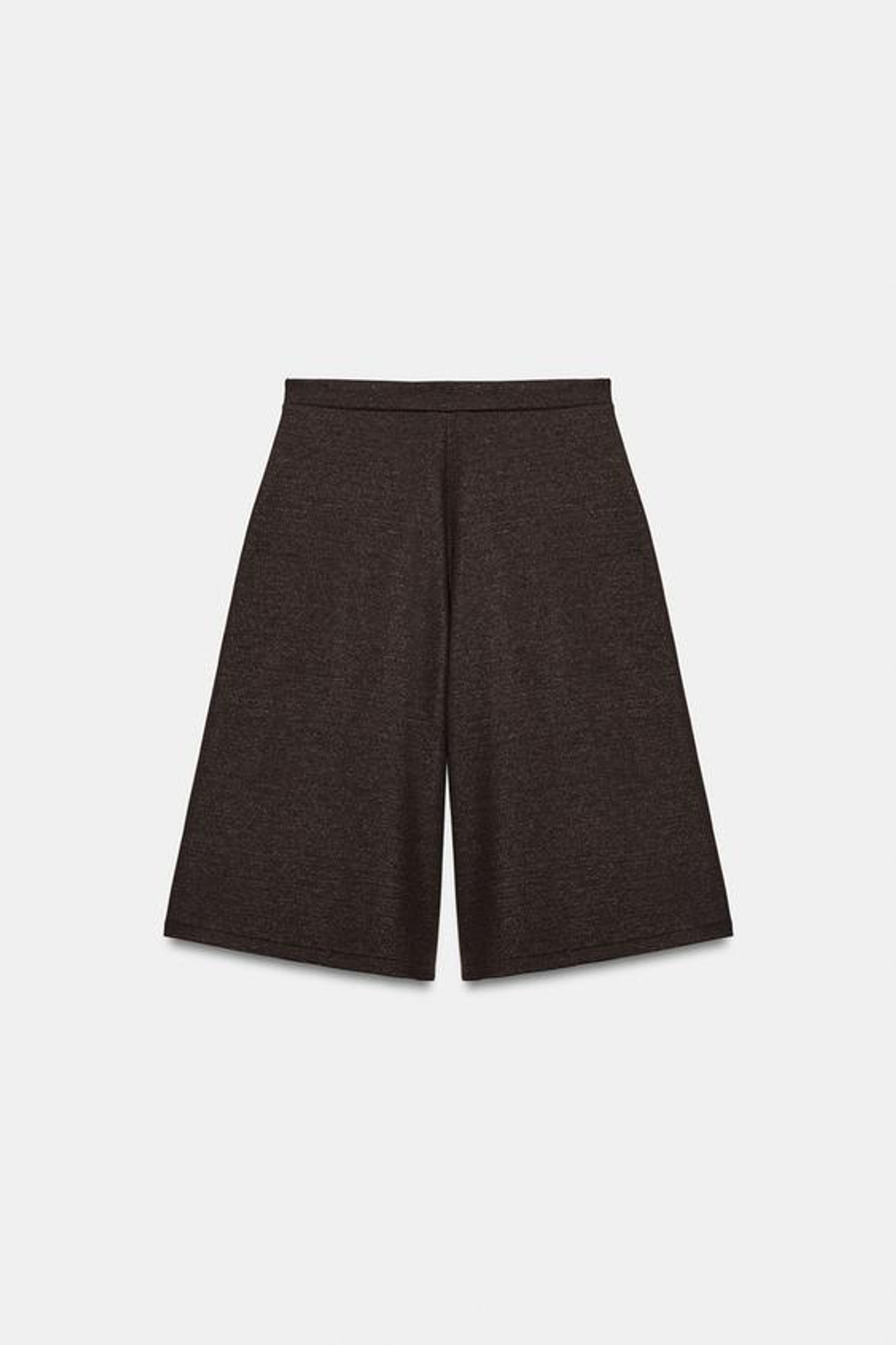 ZARA ШОРТЫ-БЕРМУДЫ ИЗ МЯГКОЙ ТКАНИ С ЗАЩИПАМИ, КОРИЧНЕВЫЙ