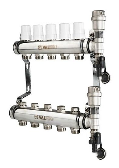 Коллектор Valtec 1"х3/4" 4 контуров для радиаторного отопления (нерж. сталь) VTc.588.EMNX.0604