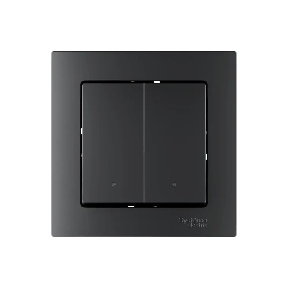 ATLASDESIGN SMART 2-кл. ВЫКЛЮЧАТЕЛЬ с подсв., Zigbee, сх.5, L+N, 10А, мех., КАРБОН