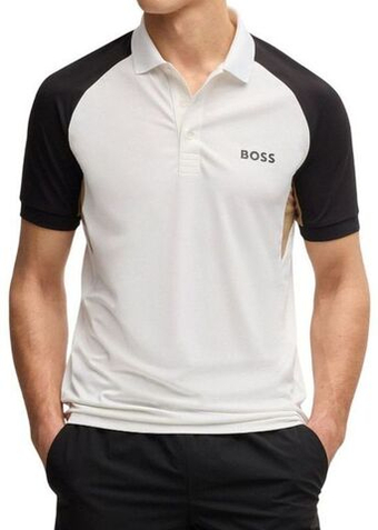 Мужское теннисное поло BOSS Active Paddy Colour Blocked - белый