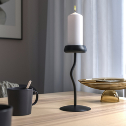 IKEA SILVERPÄRON  (ИКЕА СИЛВЕРПЭРОН)  -  Подсвечник для свечи-столбика - чёрный 24 см