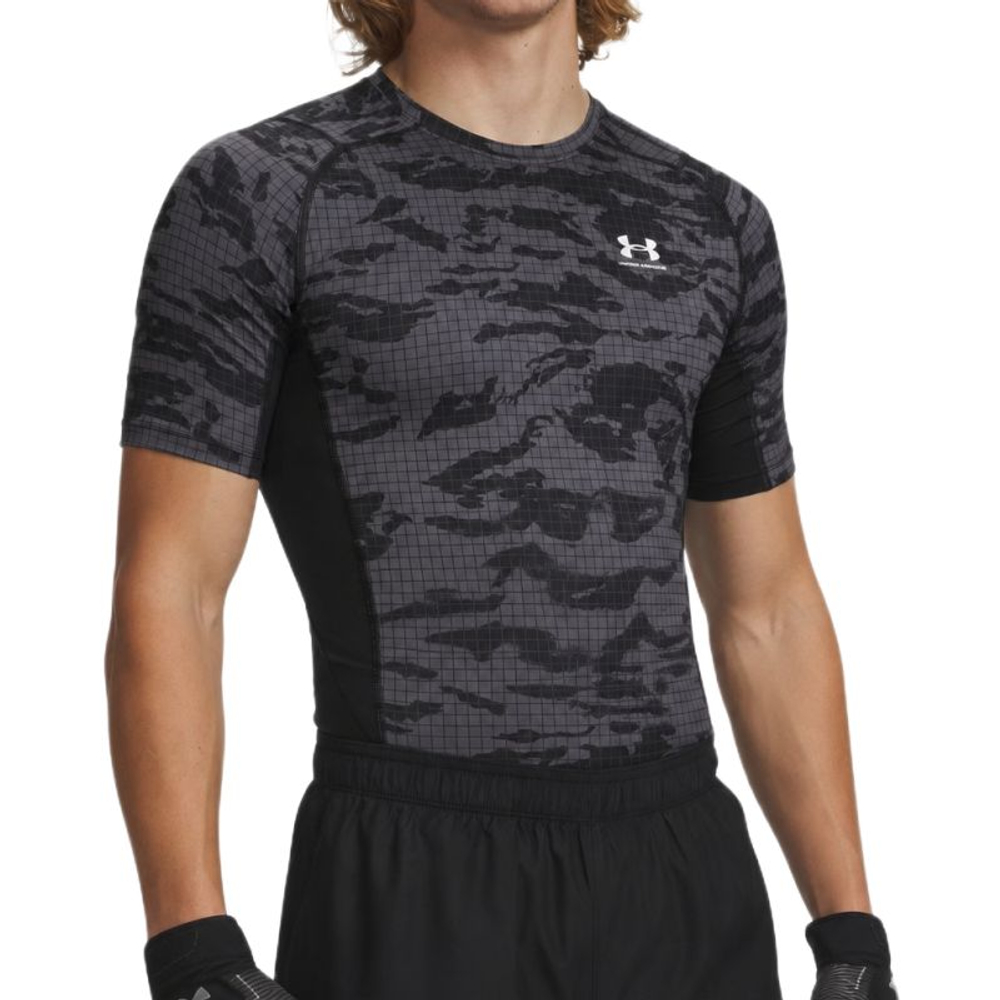 Теннисная футболка Under Armour HeatGear Printed - black/castlerock/white