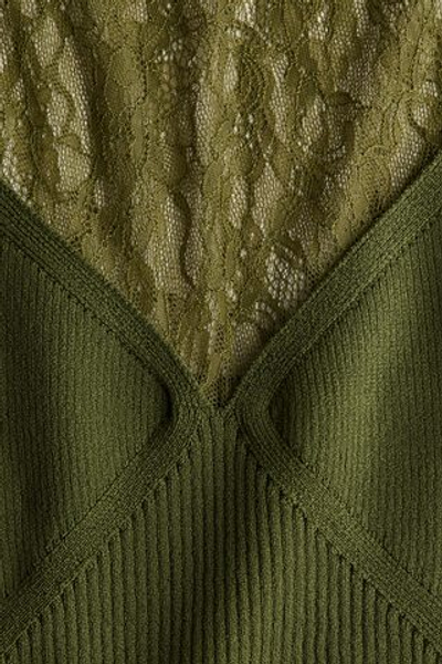 Топ вязки в резинку с кружевной деталью - H&M